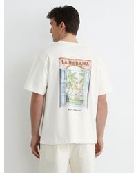 Reiss - Cotton Palm-Print Relaxed-Fit T-Shirt - Lyst