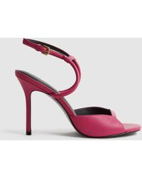 Reiss - Harper - Bright Pink Leather Strappy Heels, Uk 5 Eu 38 - Lyst