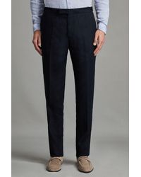 Reiss - Kin - Navy Slim Fit Linen Trousers - Lyst