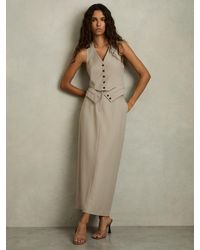 Reiss - Brittany - Neutral Wool-blend Tailored Pencil Skirt, Us 10 - Lyst