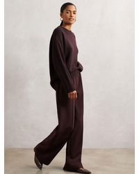 Reiss - Robyn - Burgundy Wide-leg Elasticated-waist Trousers, Us 2 L - Lyst
