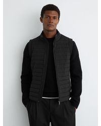 Reiss - Quilt And Knit Zip-Through Gilet - Lyst
