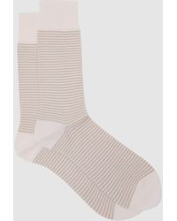 Reiss - Stripe - Ecru/oatmeal Mario Stripe Cotton-blend Striped Socks, S-m - Lyst