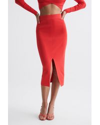 Reiss - Erin - Pink Knitted Co Ord Midi Skirt, Uk X-small - Lyst