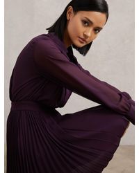Reiss - Pleated Sheer Sleeve Mini Dress - Lyst