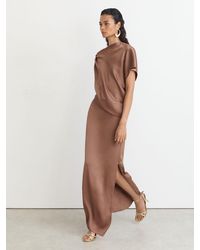 PAIGE - Satin Asymmetric Draped Maxi Dress - Lyst