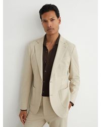 Reiss - Gerrard - Stone Tailored Fit Textured Jersey Single-breasted Suit Blazer, 38 - Lyst