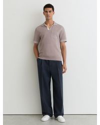 Reiss - Contrast-Stitch Knitted Polo Shirt - Lyst