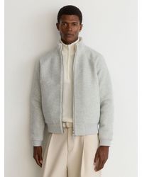 Reiss - Bouclé Zip-Through Jacket With Wool - Lyst