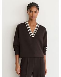 Reiss - Premium Interlock Tipped Cropped Sweatshirt - Lyst