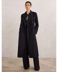 Reiss - Brogan - Navy Double-breasted Blindseam Coat Wool-blend, Us 6 - Lyst