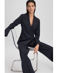 Reiss - Raven - Navy Wool Blend Denim Look Suit Blazer - Lyst