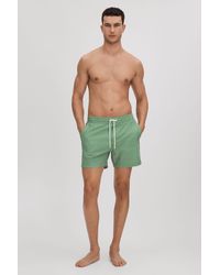 Reiss - Shape - Bright Green/white Printed Drawstring Swim Shorts - Lyst