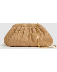 Reiss - Gia - Natural Raffia Clutch Bag - Lyst