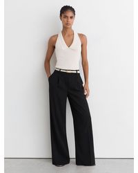 Reiss - Elasticated-Waist Wide-Leg Twill Trousers - Lyst