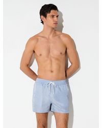 Reiss - Breeze - Soft Blue Piped Drawstring Swim Shorts, Xs - Lyst