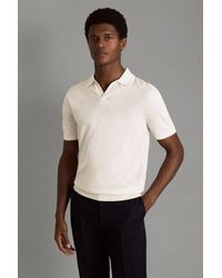Reiss - Duchie - Snow Merino Wool Open Collar Polo Shirt - Lyst