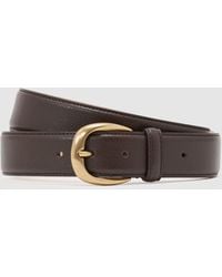 Reiss - Pebble - Dark Brown Pierce Pebble Pebbled-leather Curved-buckle Belt, 36 - Lyst