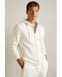 Reiss - Off Cotton-Blend Fleeceback-Jersey Zipped Hoodie - Lyst