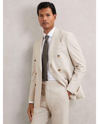 Reiss - Double-Breasted Textured Suit Blazer Slim-Fit With Wool - Lyst