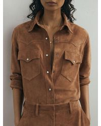 ATELIER - Suede Western Press-stud Shirt - Lyst