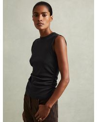 Reiss - Ribbed Ruched Waist Vest - Lyst
