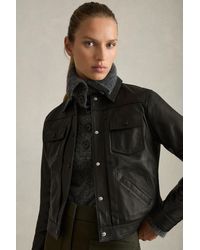 Reiss - Leather Trucker Jacket - Lyst