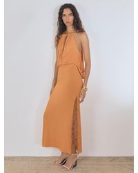 Acler - Reiss Lace Trim Drape Jersey Maxi Dress - Lyst