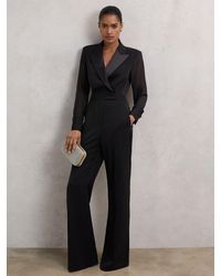 Reiss - Sheer-Sleeve Tuxedo Jumpsuit - Lyst