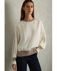 Reiss - Lyocell Woven Contrast-Trim Top - Lyst