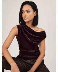Reiss - Velvet Off-Shoulder Top - Lyst