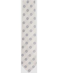 Reiss - Monreale - Ivory Linen Silk Medallion Print Tie, One - Lyst