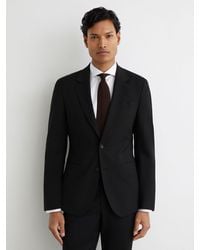 Reiss - Promise - Black Tailored Fit Wool-blend Single-breasted Suit Blazer, 48 S - Lyst