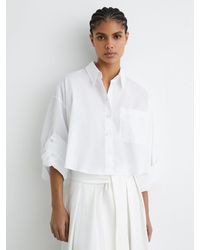 Reiss - Cotton Cropped Long-Sleeve Shirt - Lyst