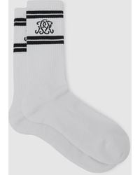Reiss - Monogram Cotton-Blend Ribbed Socks, S & M - Lyst