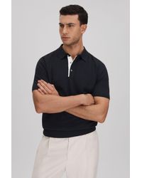 Reiss - Finch - Navy Cotton Blend Contrast Polo Shirt, S - Lyst