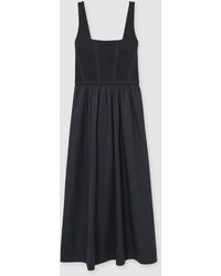 Reiss Etta - Navy Linen Corset Midi Dress in Blue | Lyst