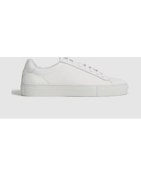 Reiss - Finley Lace Up Trainers - White Leather Plain - Lyst