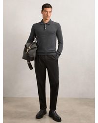 Reiss - Derby Marl Merino Wool Long-Sleeve Polo Shirt - Lyst
