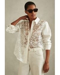 Reiss - Delaney - Ivory Cotton Burnout Floral Shirt - Lyst