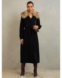 Reiss - Jolene - Atelier Black Atelier Wool Faux-fur Collar Coat, Us 8 - Lyst