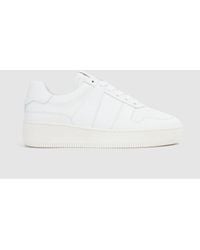 Reiss - Aira - White Mid Top Leather Trainers, Us 8.5 - Lyst