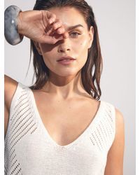 Reiss - Cream Cotton Blend Open Knit Vest - Lyst