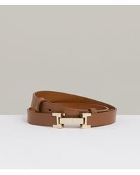 Reiss - Hayley - Tan Leather Square Hinge Belt, L - Lyst