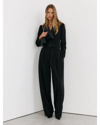 Reiss - Tuxedo Wide-Leg Belted Jumpsuit - Lyst