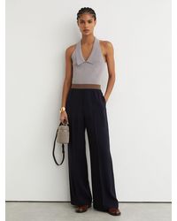 Reiss - Wilde - Navy Wide-leg Elasticated-waist Trousers, Us 0 R - Lyst