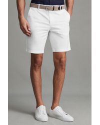 Reiss - Wicket - White Modern Fit Cotton Blend Chino Shorts, 28 - Lyst