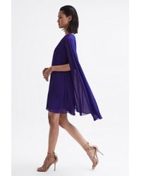 Reiss - Fleur - Purple Sheer Cape Sleeve Mini Dress, Us 6 - Lyst