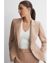 Reiss - Marlie - Camel Tailored Wool Blend Single Breasted Suit Blazer - Lyst