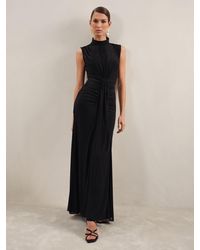 Reiss - Daniella - Black Sleeveless Ruched Maxi Dress, 4 - Lyst